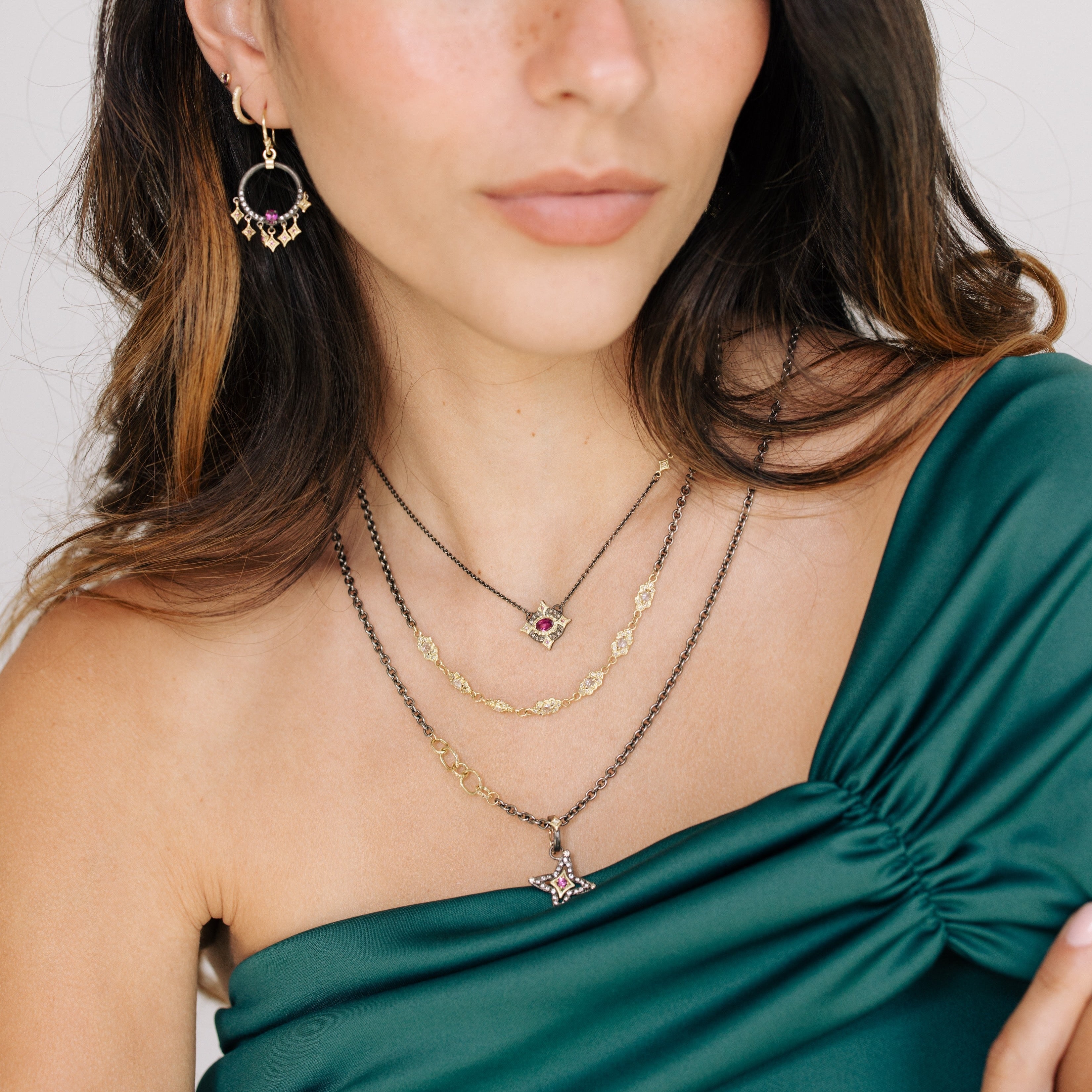 Scroll Station Champagne Diamond Necklace