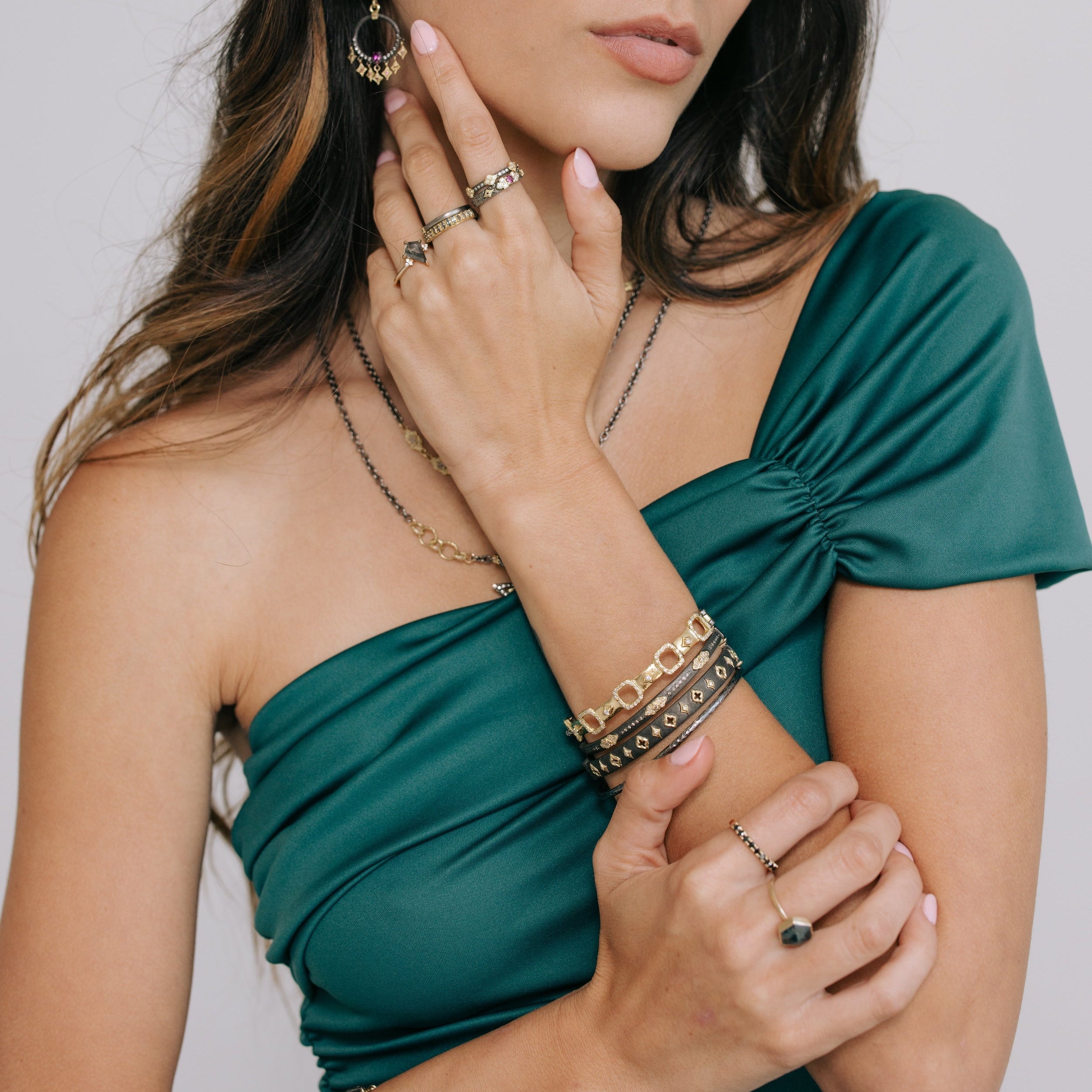 Diamond Paperclip Crivelli Bangle Bracelet