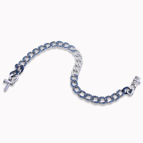 Sapphire & Pavé Diamond Cuban Link Chain Bracelet