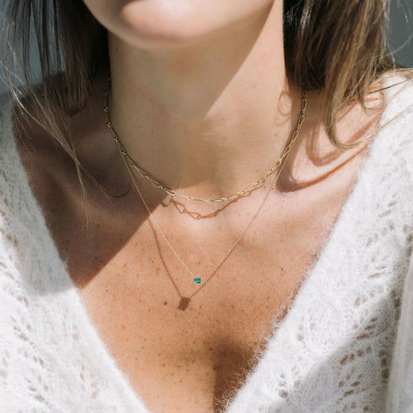Petite Baguette Emerald Necklace