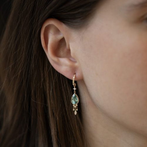 Pear Tourmaline & Dangling Diamond Earrings