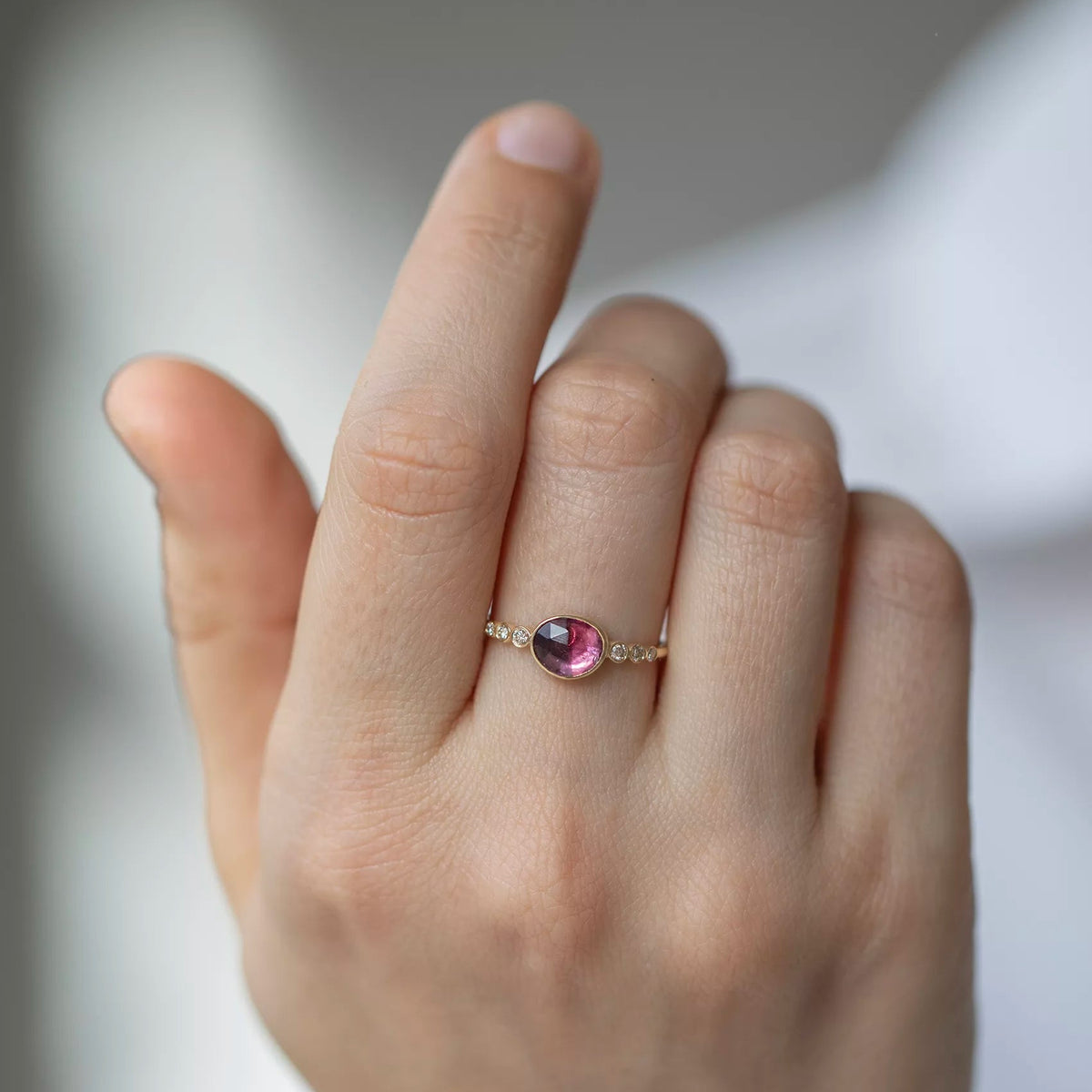 Watermelon Tourmaline & Diamond Ring