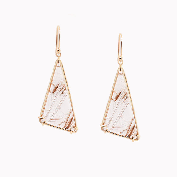 Rutilated Quartz Claw Prong Earrings