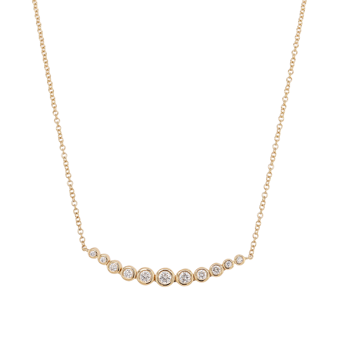 Graduated 11 Bezel Diamond Necklace