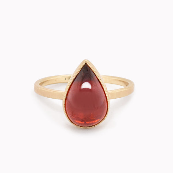 Teardrop Garnet Bezel Statement Ring