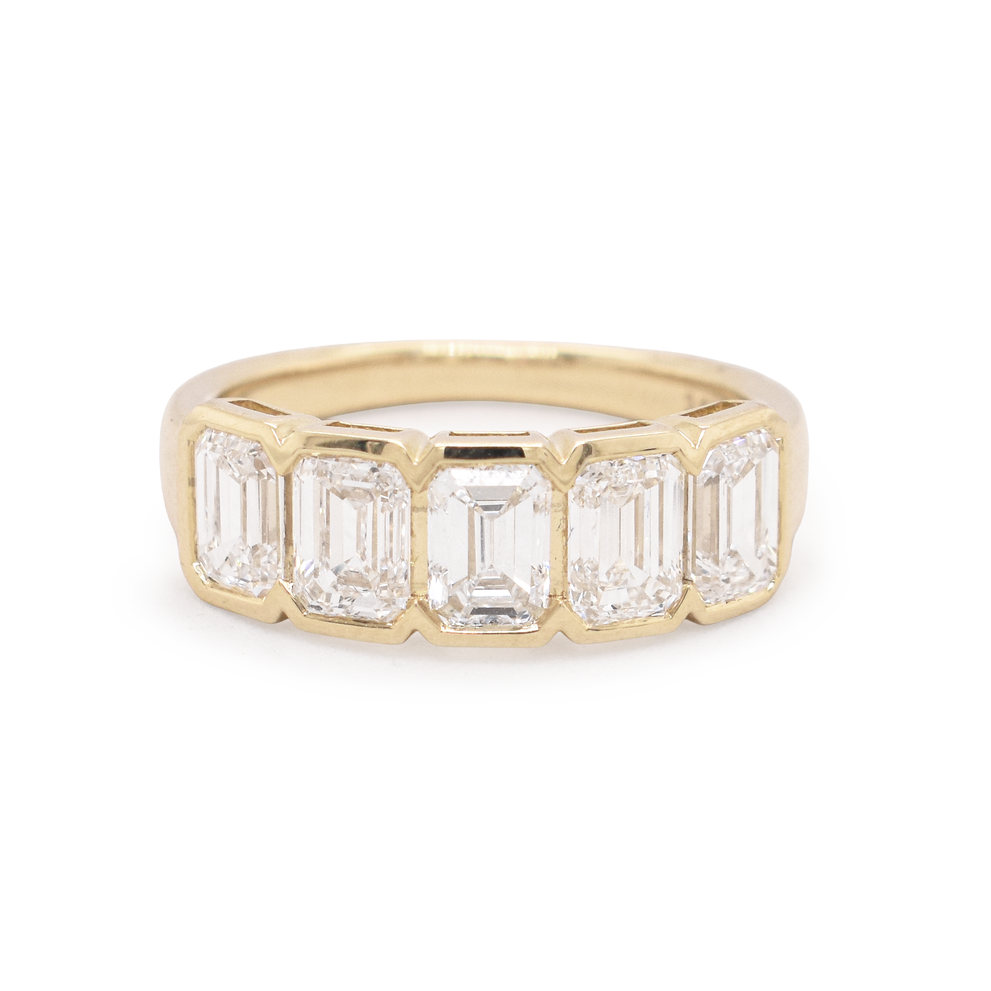 5 Stone Emerald-Cut Bezel Diamond Band