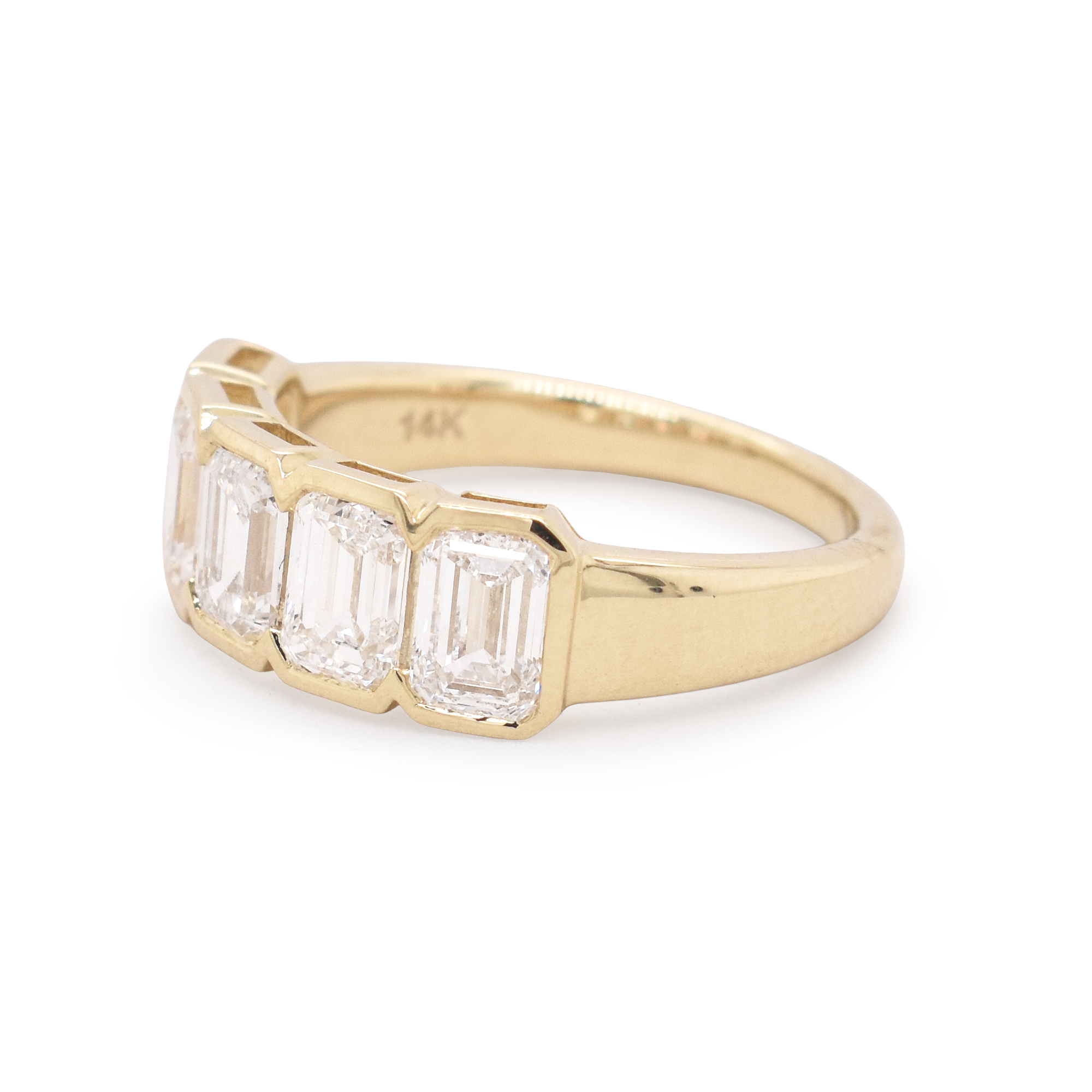 5 Stone Emerald-Cut Bezel Diamond Band