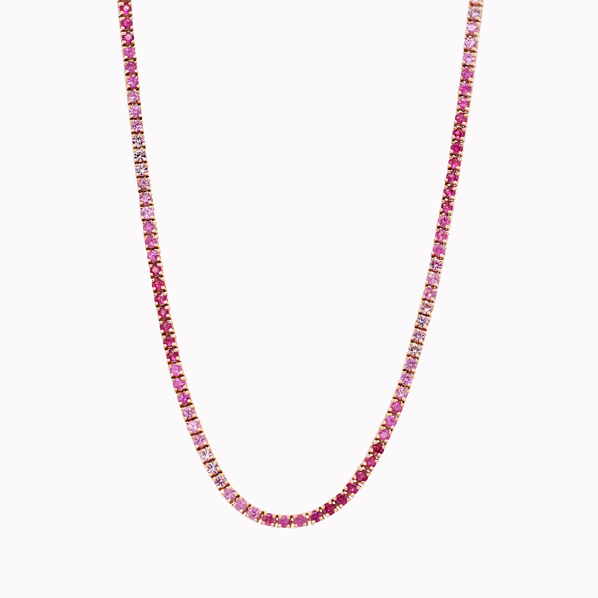 Ombré Pink Sapphire Tennis Necklace 5.97ct