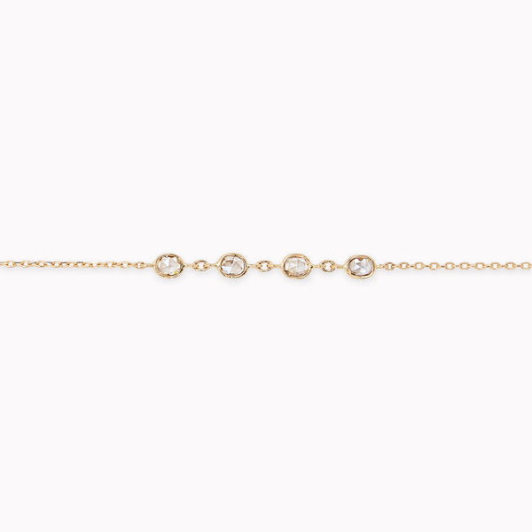 6.75" MULTI DIAMOND SLICE BEZEL STATIONARY BRACELET 14K YG