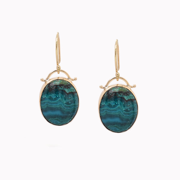 Chrysocolla Malachite Drop Earrings