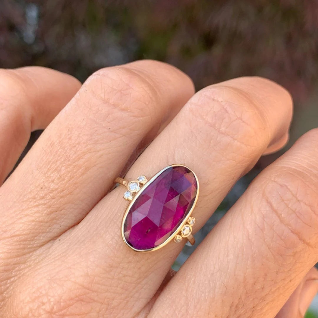 Oval Rubellite Tourmaline Cocktail Ring