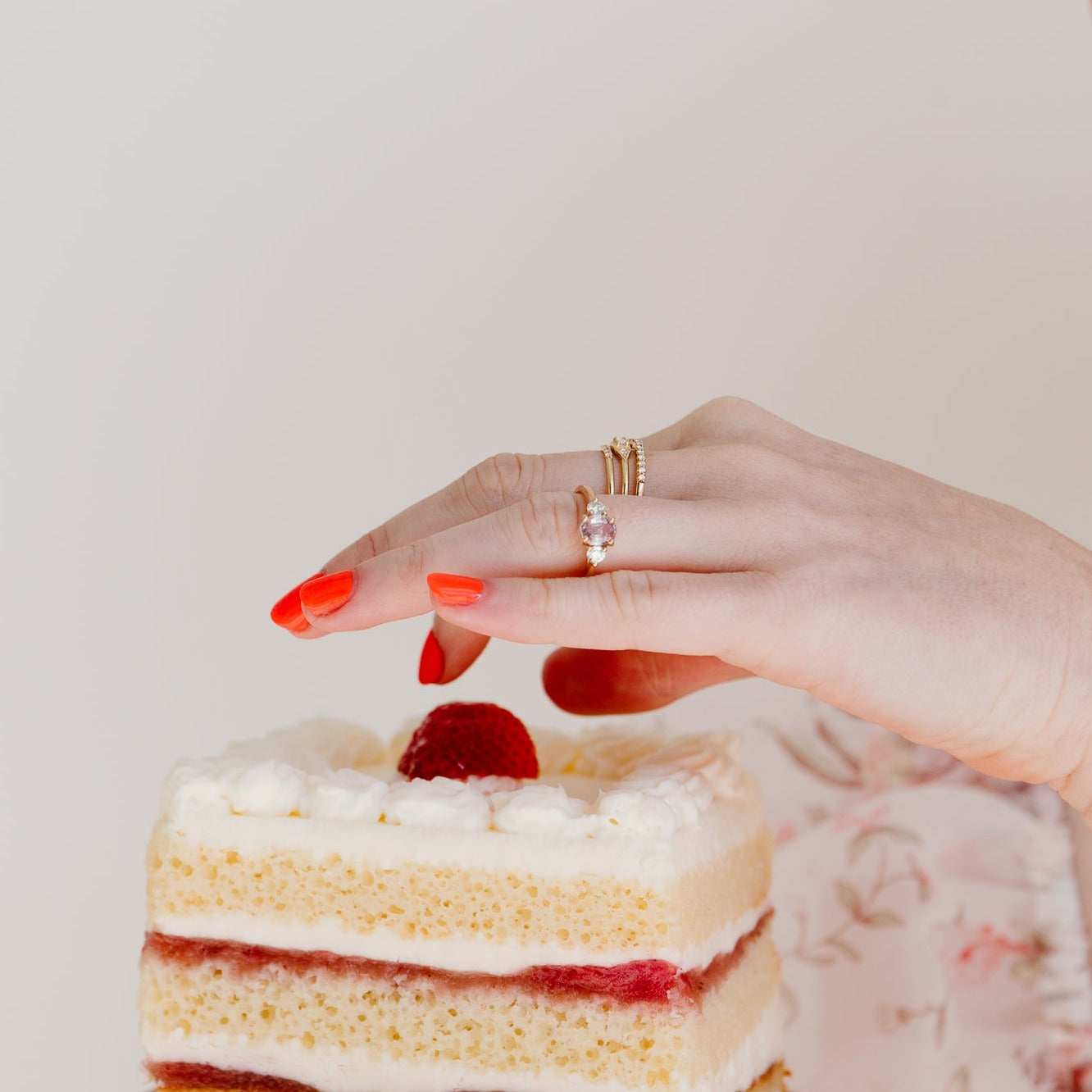 Cecile .88ct Oval Pink Sapphire Engagement Ring