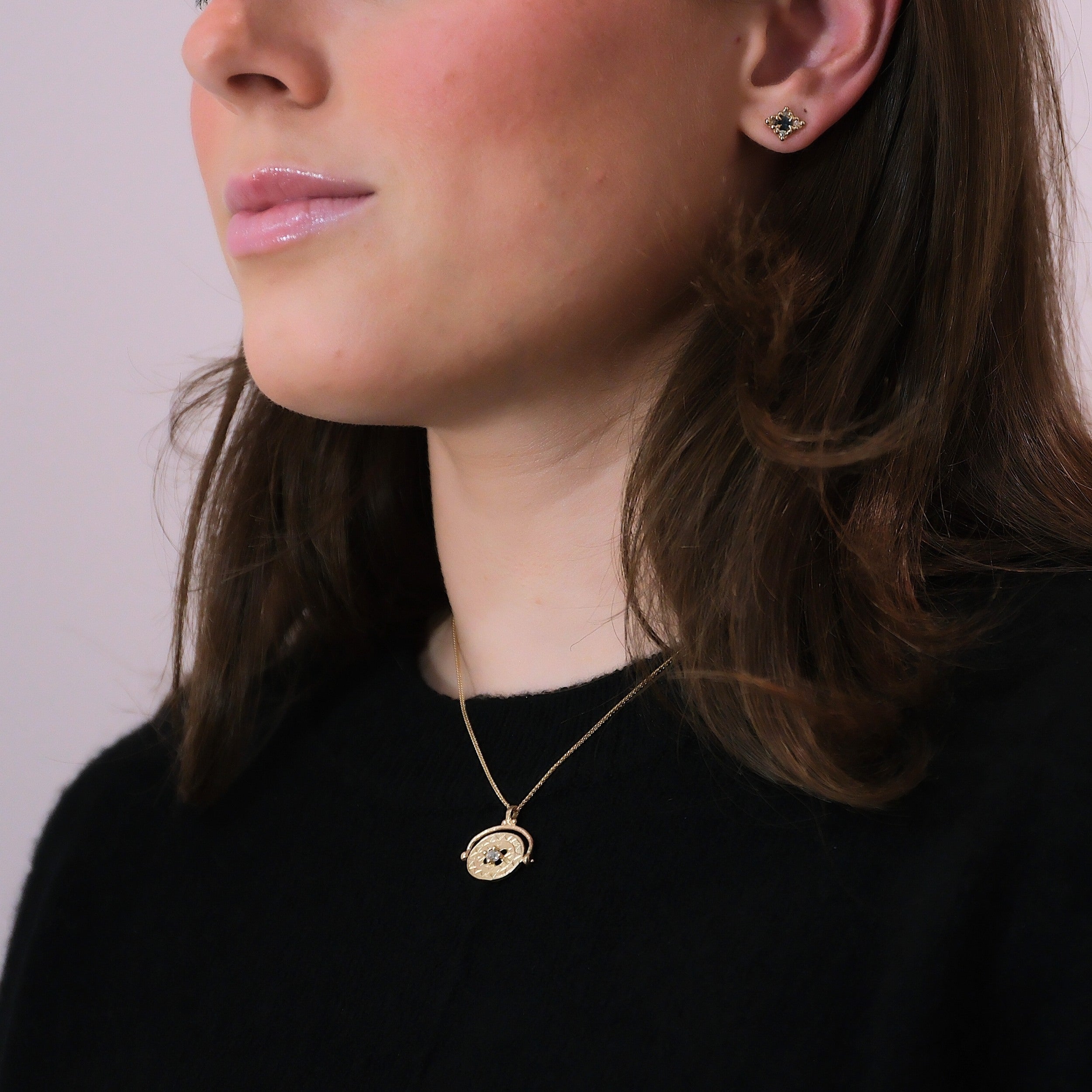 Diamond Swivel Shield Pendant Necklace