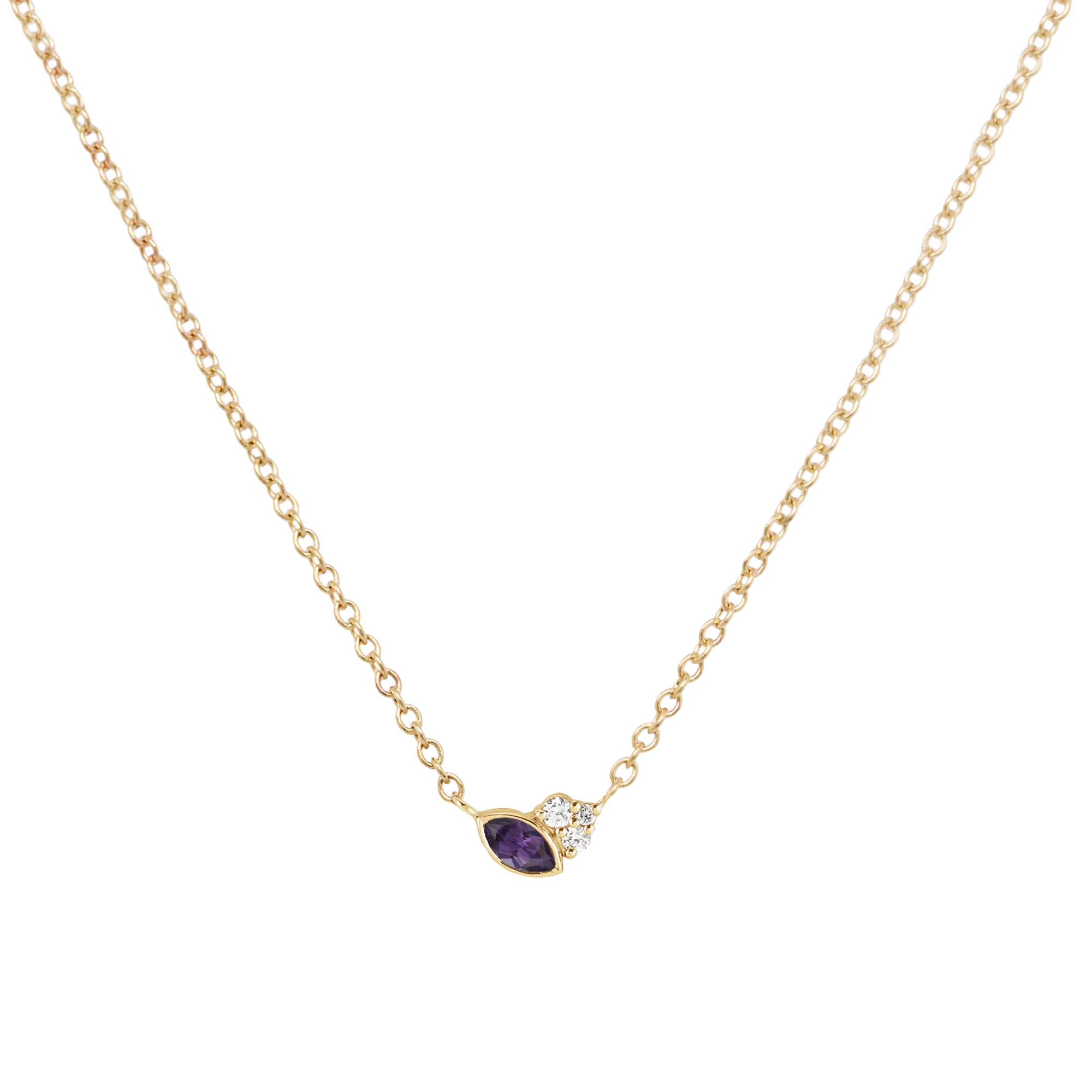 Marquise Alexandrite & Diamond Petal Necklace