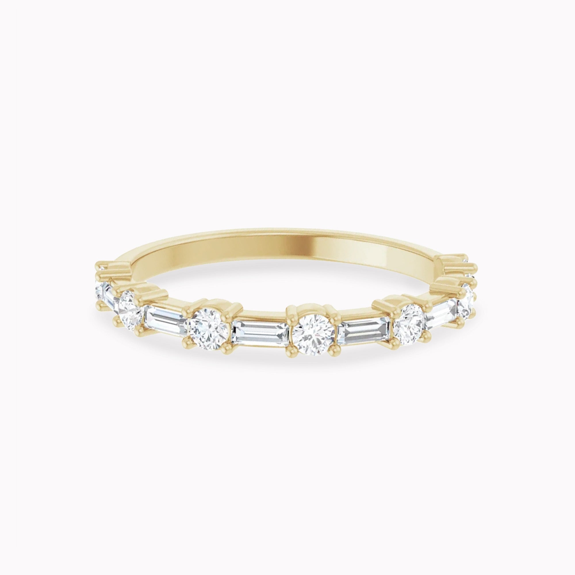 Baguette & Round Diamond Half Eternity Band