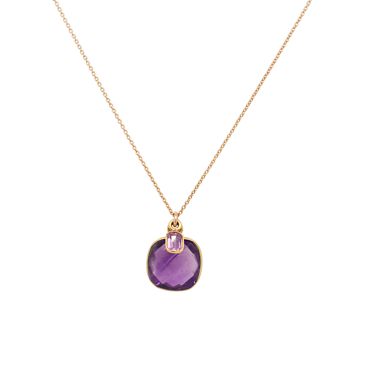 Amethyst & Sapphire Charm Necklace