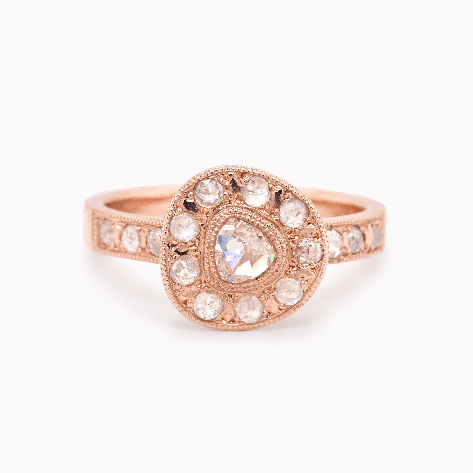 Antique Rose-Cut Peak Halo Ring