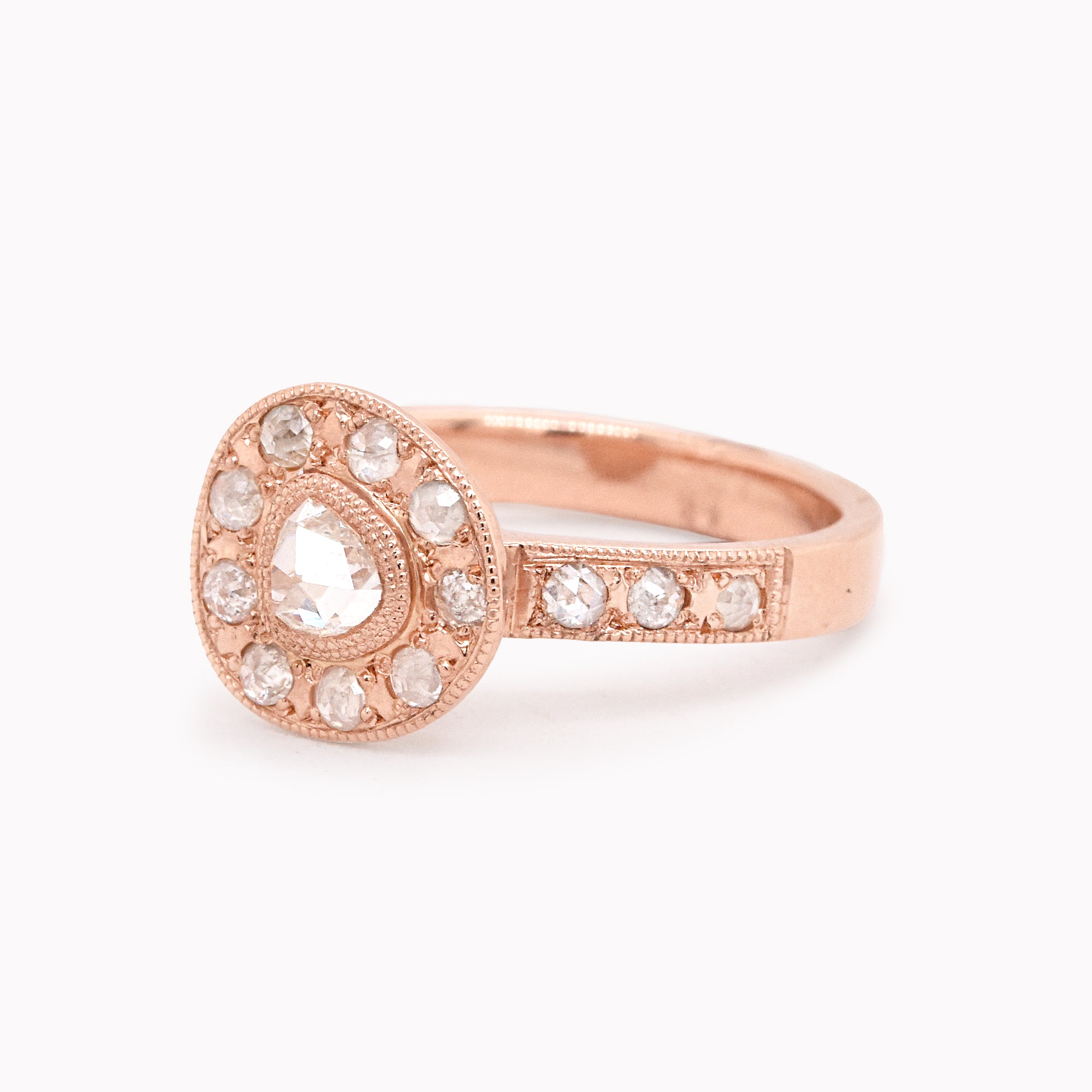 Antique Rose-Cut Peak Halo Ring