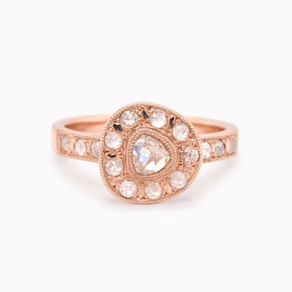Antique Rose-Cut Peak Halo Ring