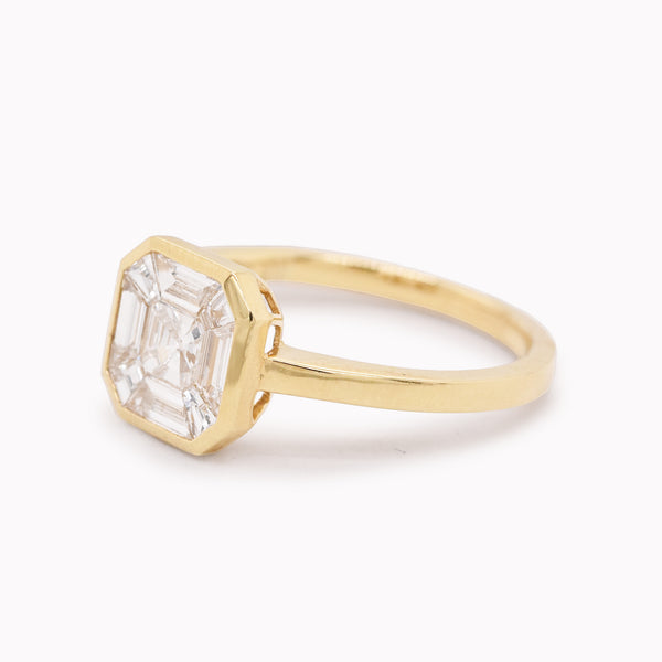 Illusion Asscher Diamond Ring