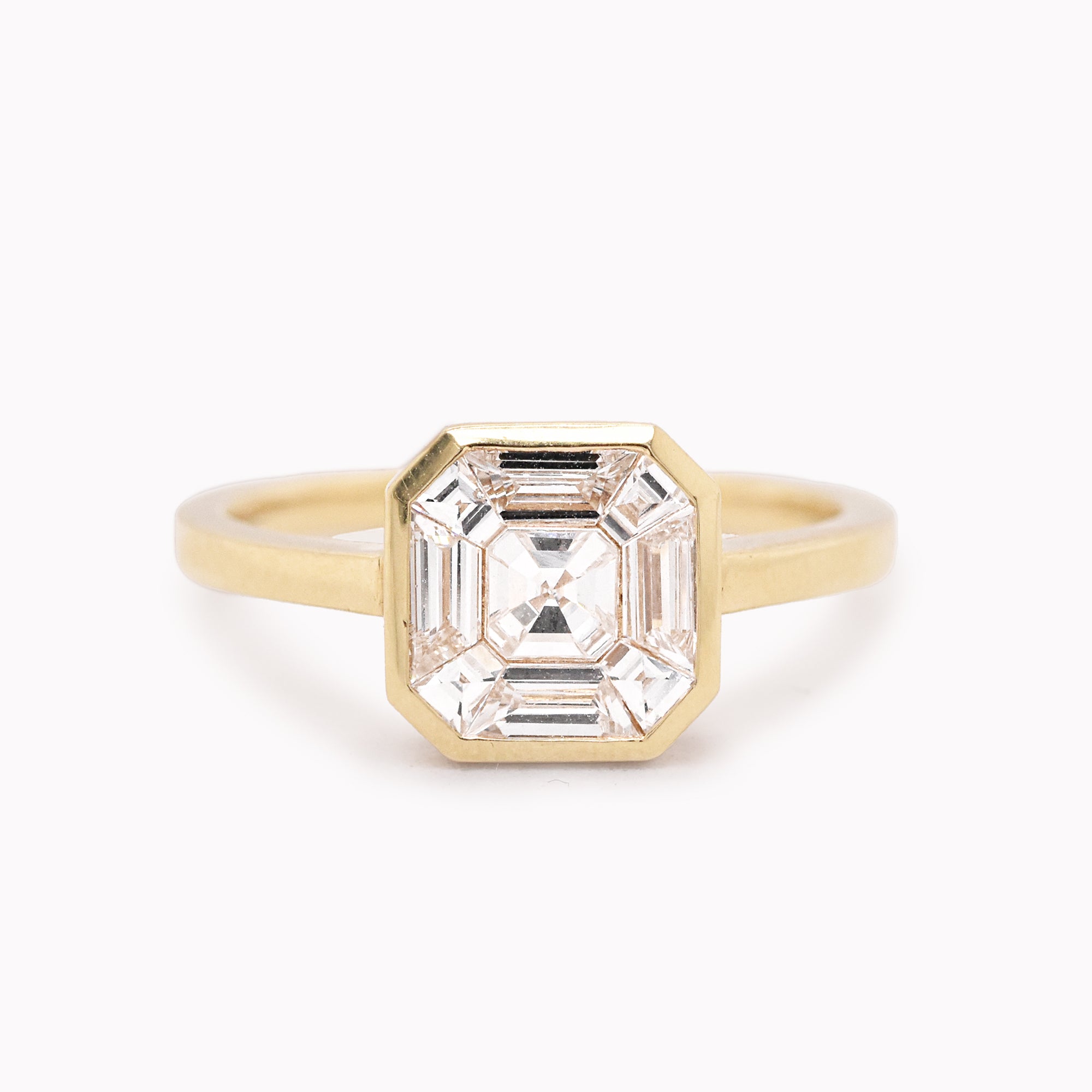 Illusion Asscher Diamond Ring