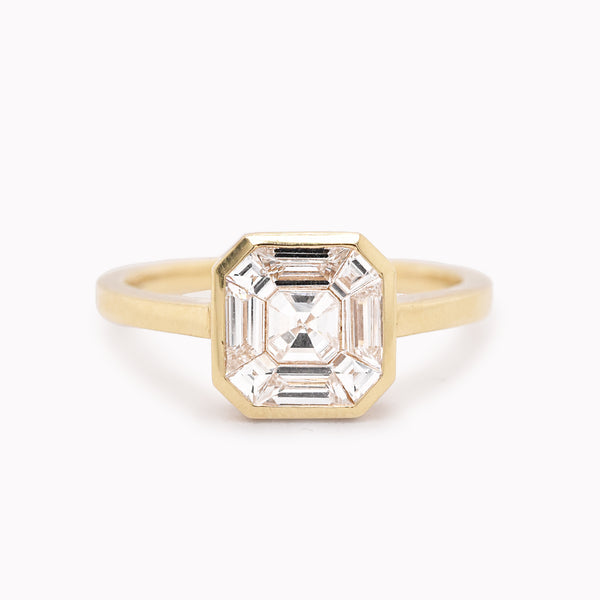 Illusion Asscher Diamond Ring