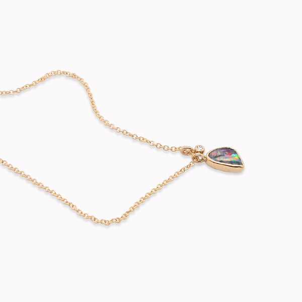 Petite Australian Black Opal Drop Necklace