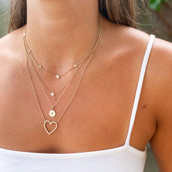 Graduated Floating Diamond Station Necklace