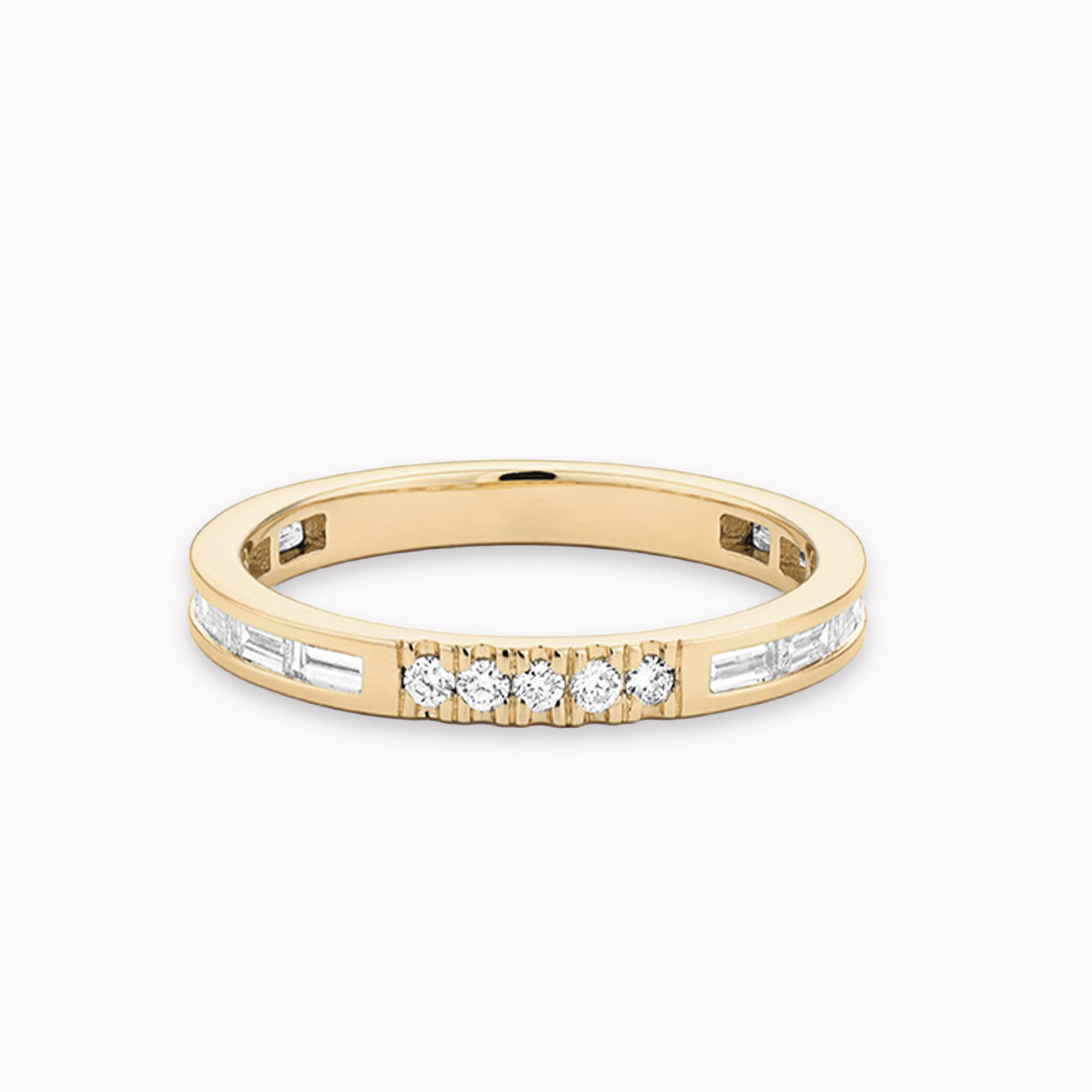Baguette & Round Diamond Channel Set Band
