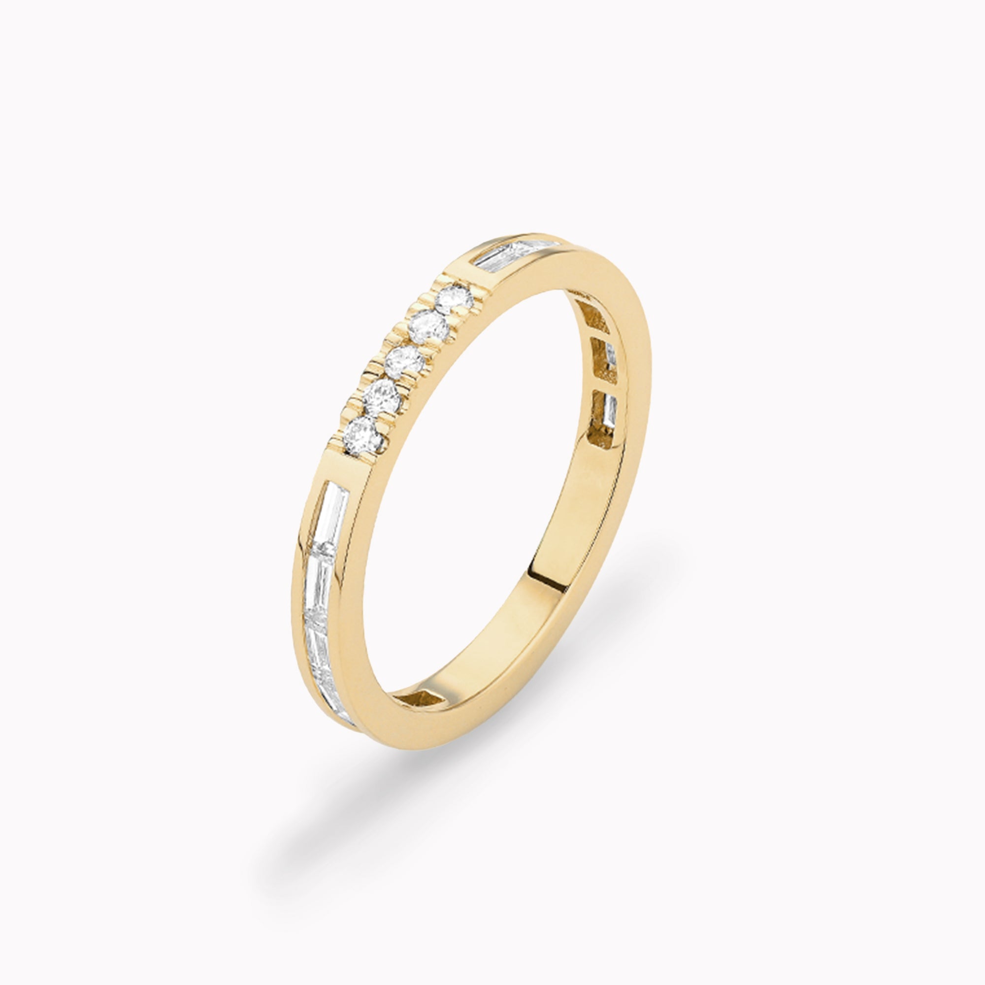 Baguette & Round Diamond Channel Set Band
