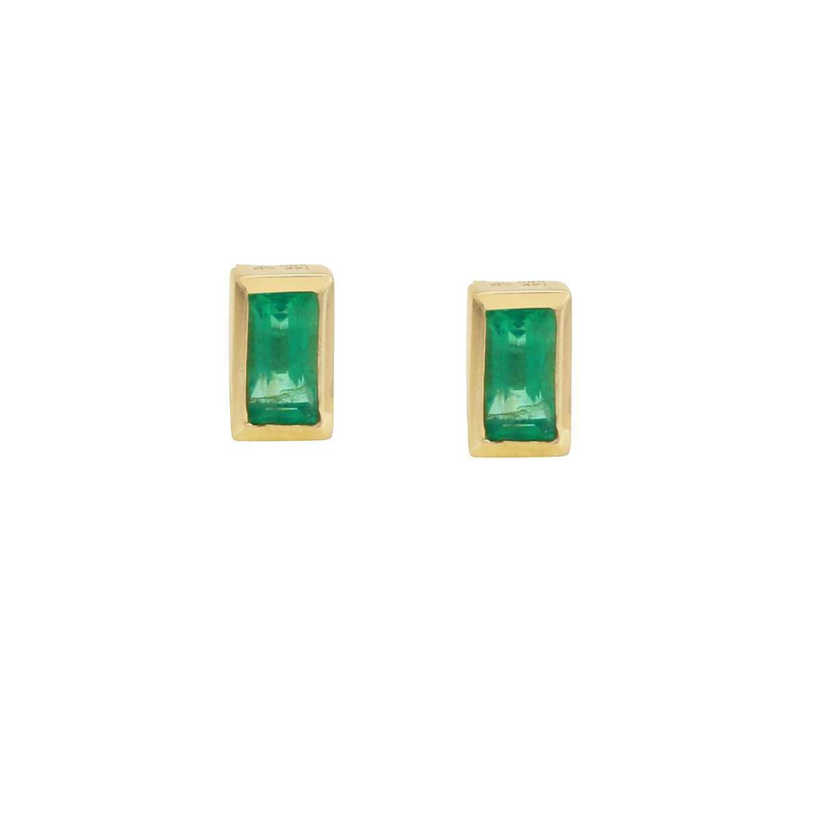 Bezel Set Emerald Studs