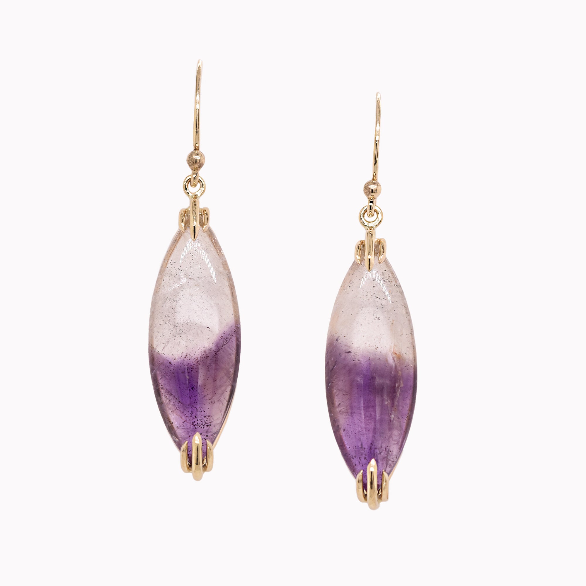 Bi-Color Amethyst Claw Dangle Earrings