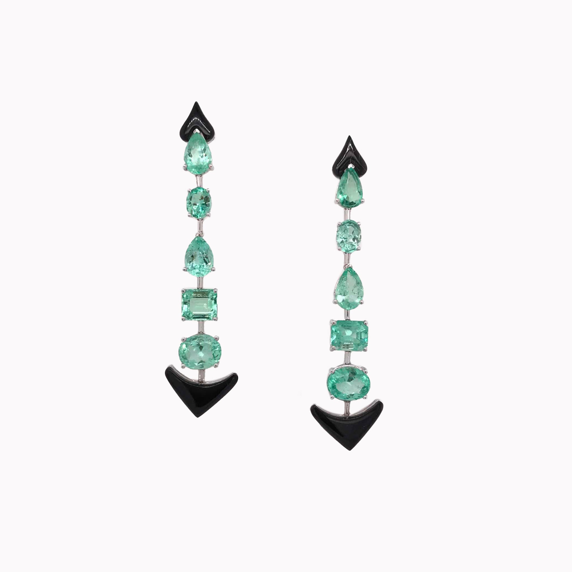 Emerald Black Velvet Drop Earrings