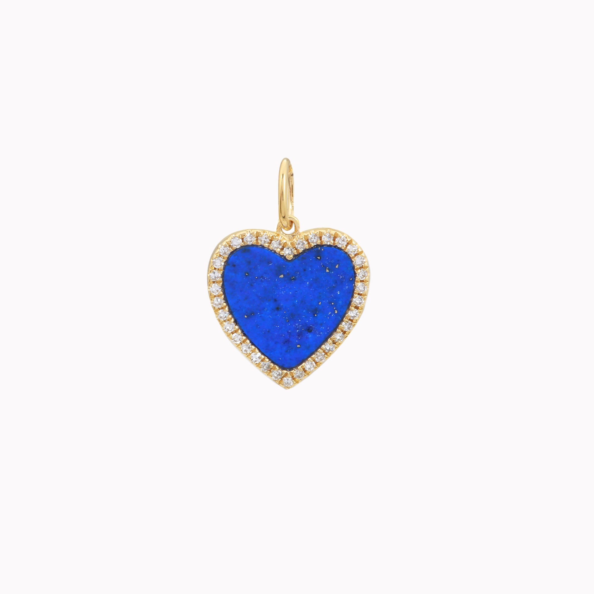Blue Lapis & Diamond Heart Charm