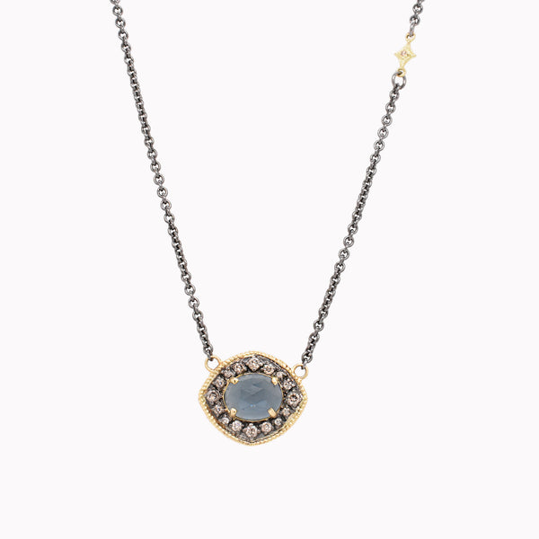 London Blue Topaz & Champagne Diamond Pendant Necklace