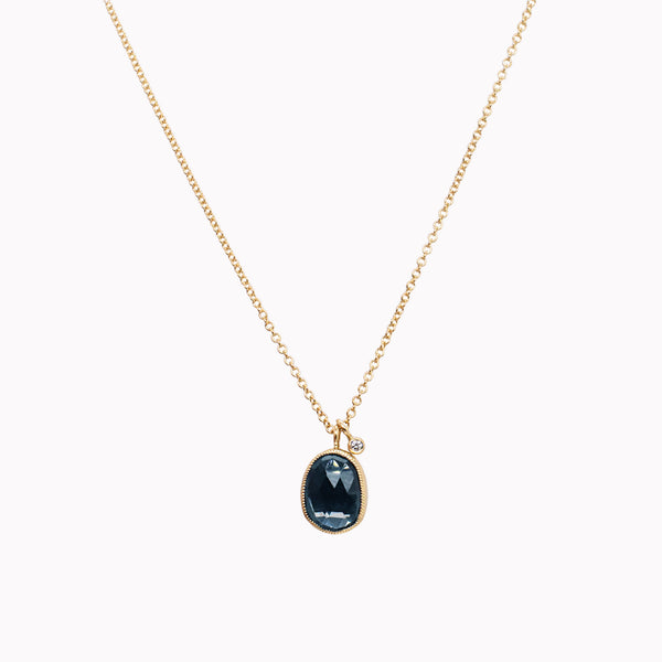 Oval Blue Topaz Juicy Drop Necklace