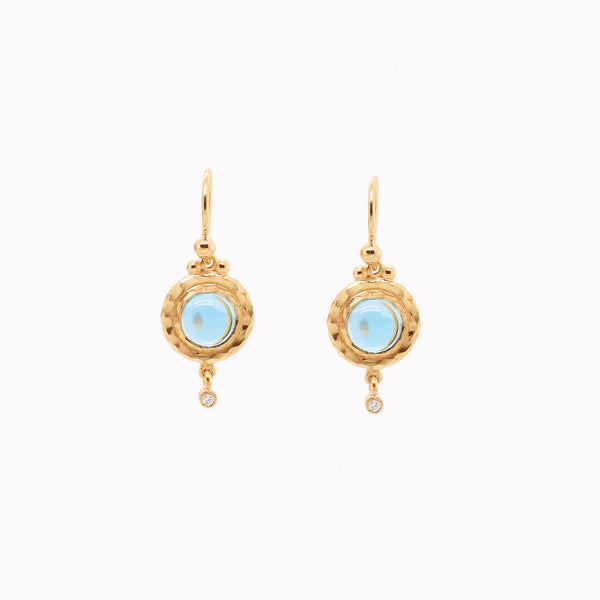 Sky Blue Sapphire Diamond Drop Earrings