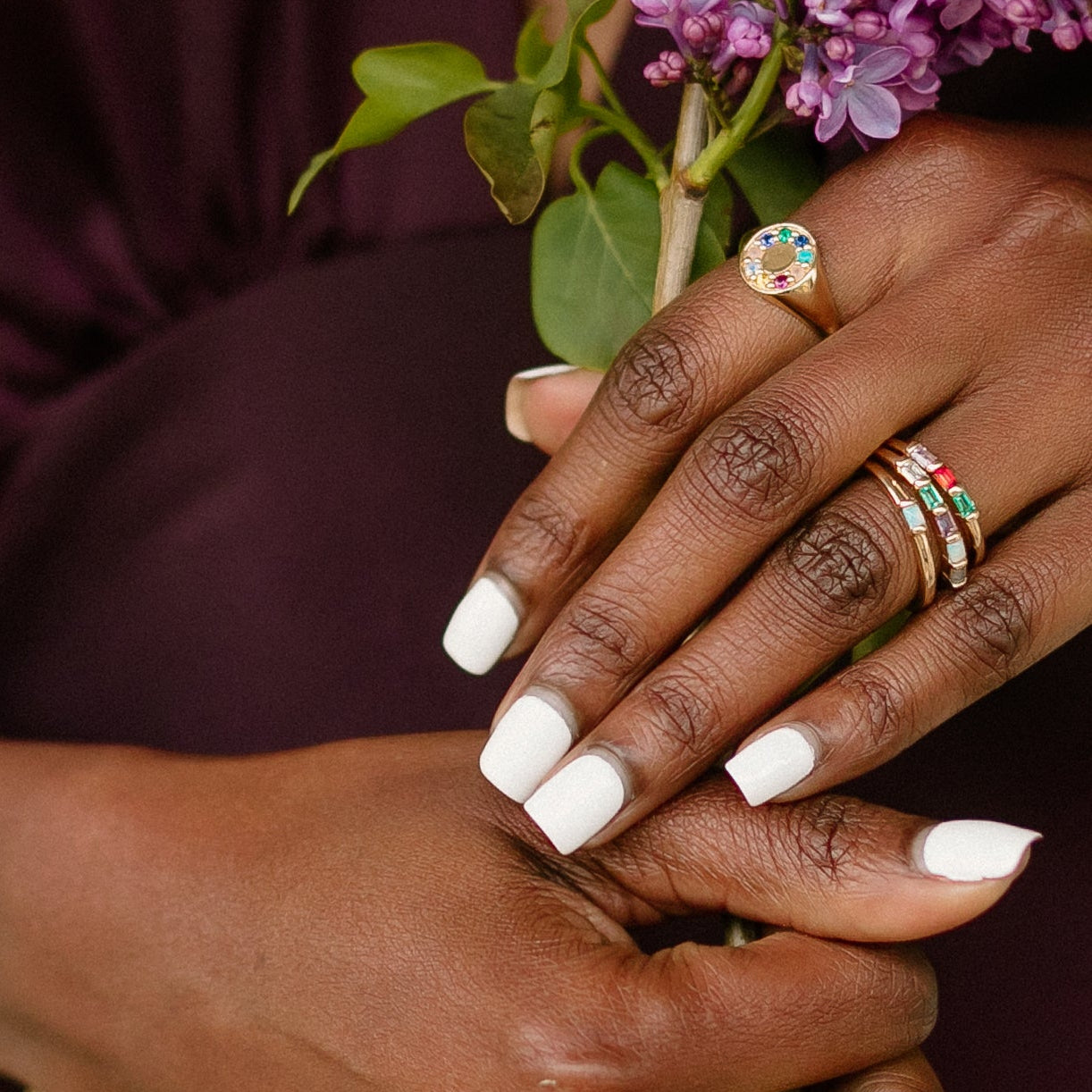 Tourmaline Baguette Birthstone Stack Ring