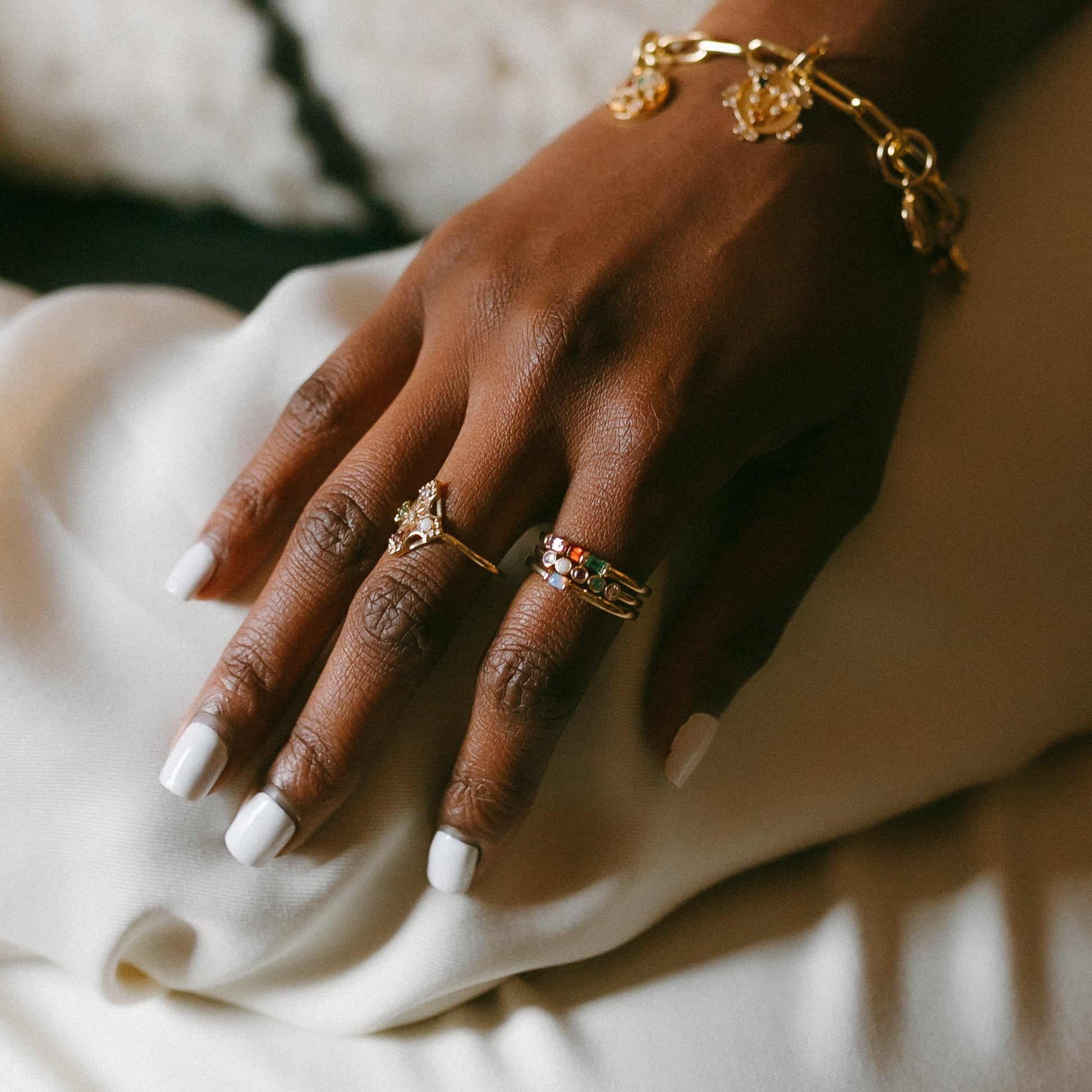 Diamond Baguette Birthstone Stack Ring