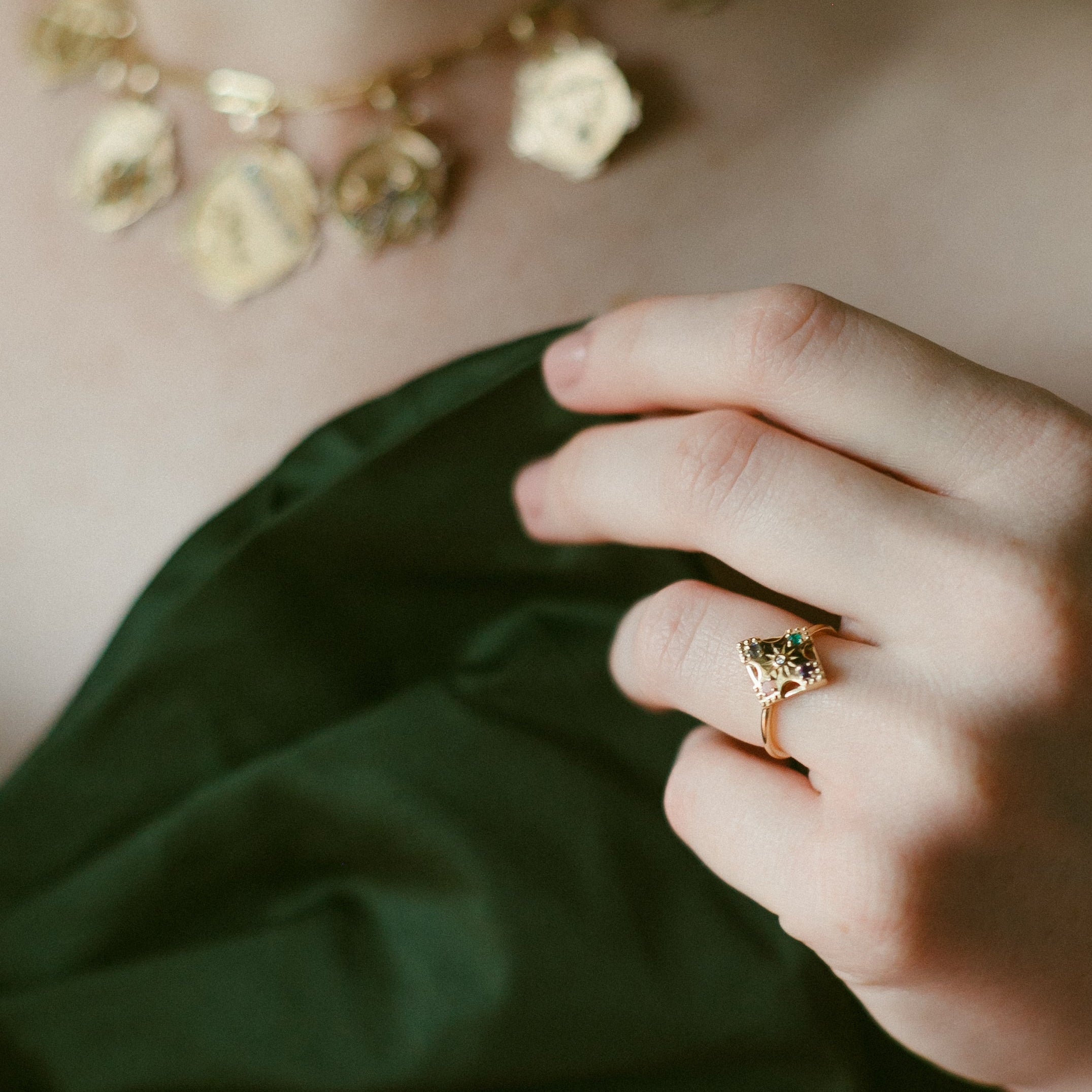 Harmony Gemstone Ring - "Love" Message - White Opal - 4 Stones