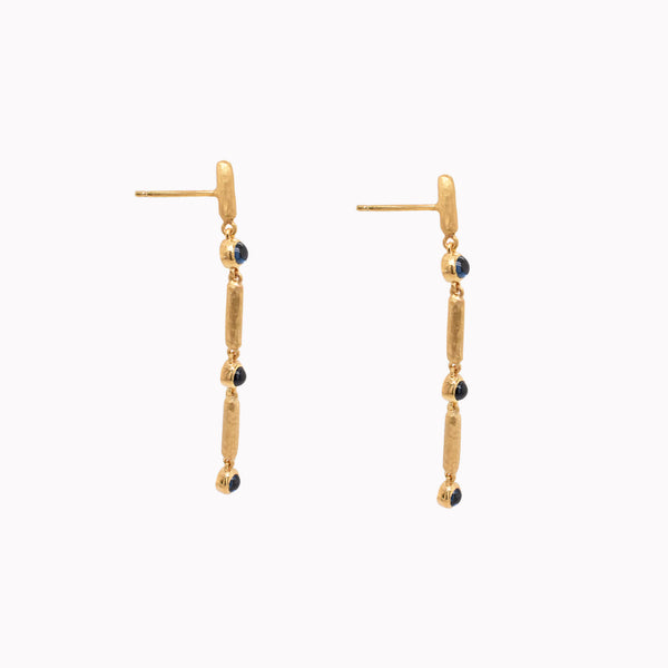 Cabachon & Gold Beaded Dangle Earrings