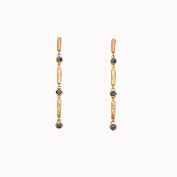 Cabachon & Gold Beaded Dangle Earrings