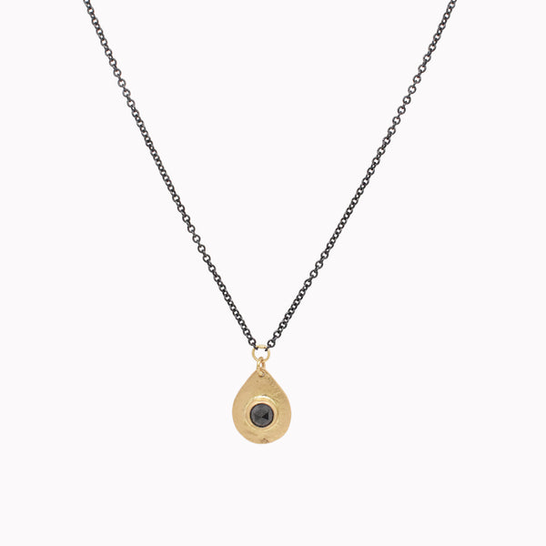 Cecily Black Diamond Teardrop Necklace