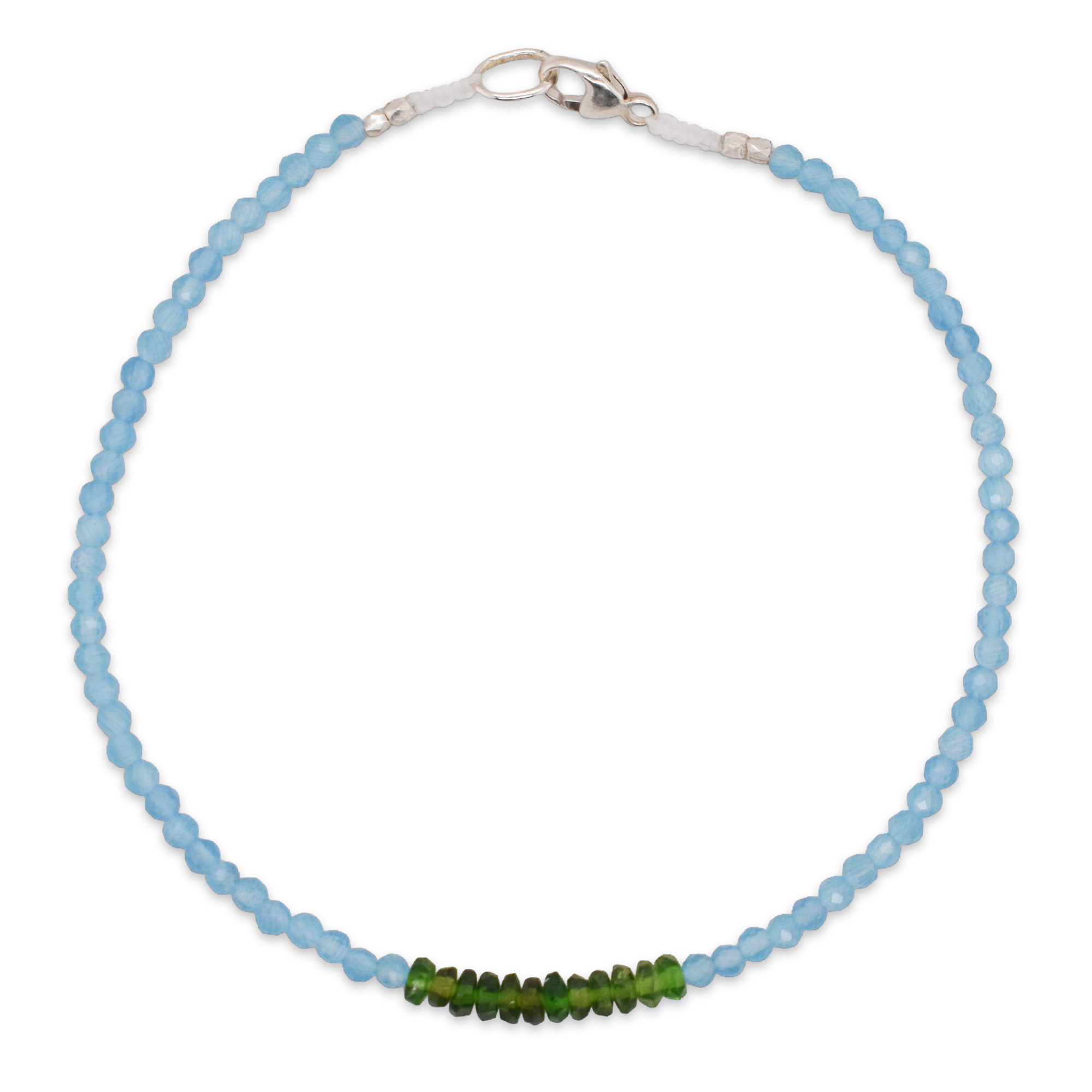 Chalcedony & Chrome Diopside Beaded Bracelet