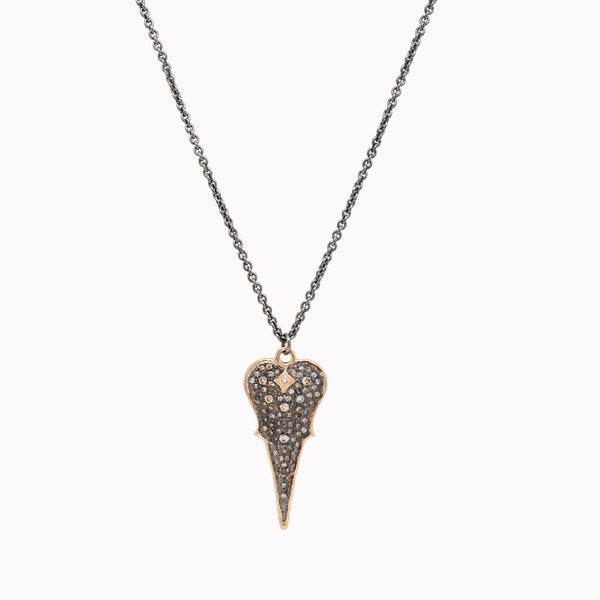 Pavé Champagne Diamond Heart Shield Pendant Necklace