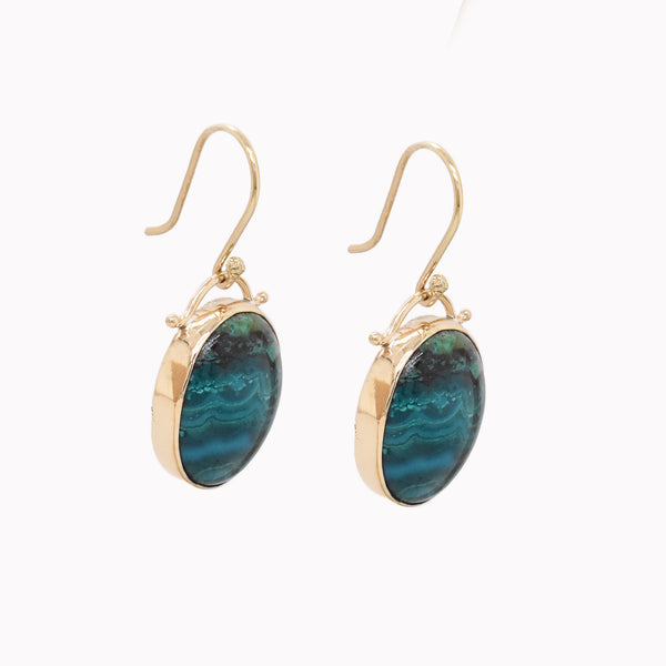 Chrysocolla Malachite Drop Earrings