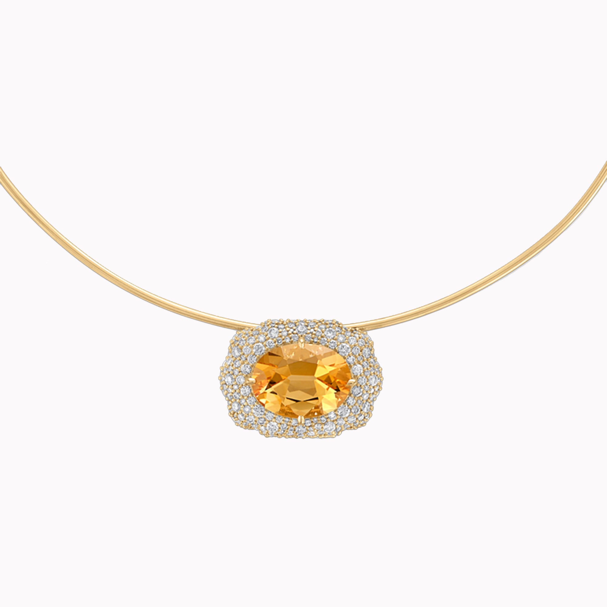 Citrine Pavé Diamond Buckle Necklace