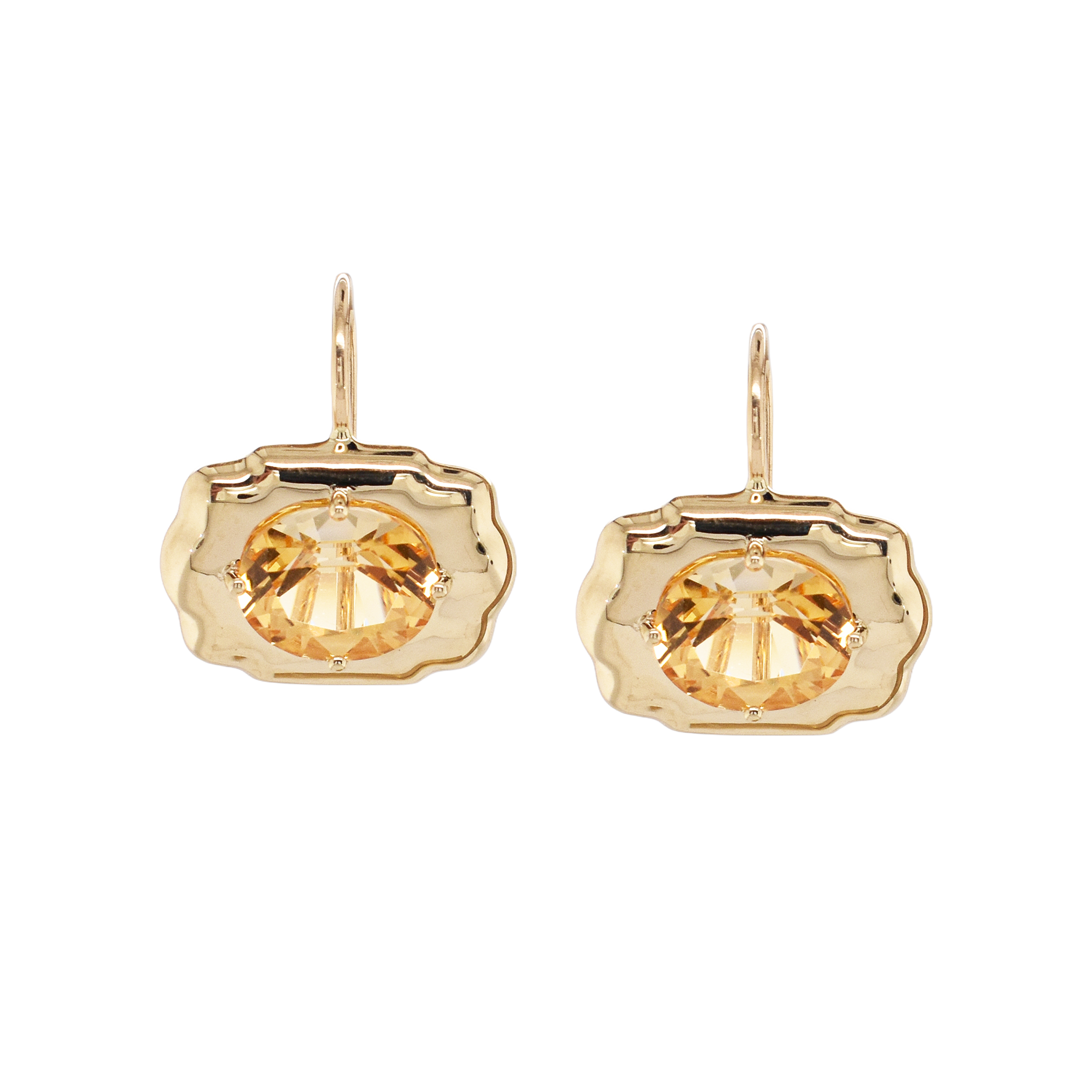 Citrine Puffy Buckle Earrings