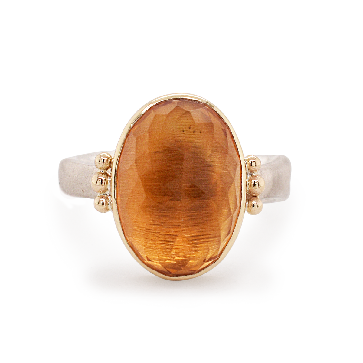 Citrine Gold Bead Ring
