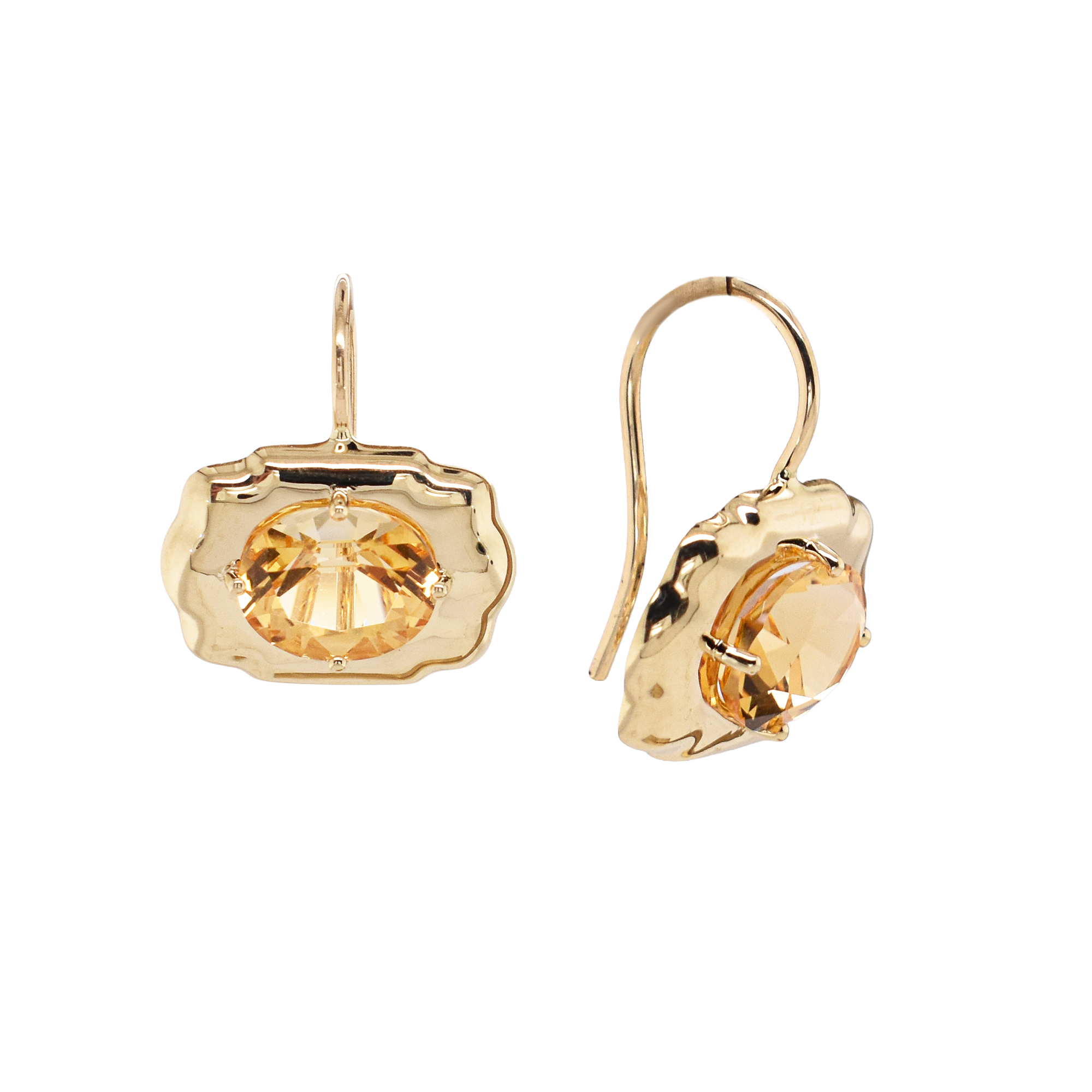 Citrine Puffy Buckle Earrings